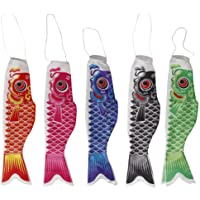 Gazechimp 5pcs Bandera Manga de Viento Nobori Koinobori Japonés Forma de Peces Adorno para Fiesta Hogar 70cm